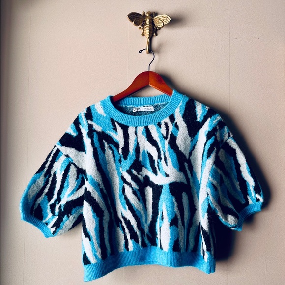 Zara Zebra Print Short Sleeves Sweater - Picture 5 of 9